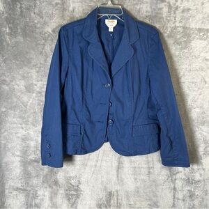 Women's Navy Tailored Cotton Blazer